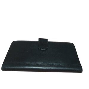 Buxton Black Cowhide Leather Bifold Checkbook Wallet Snap Flap Closure NEW